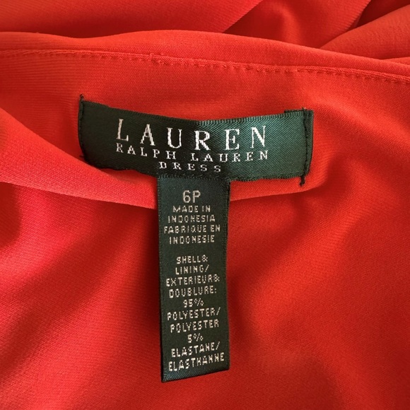 Lauren Ralph Lauren Coral Orange Draped Cowl Neck Stretch Jersey Dress Size 6P - Picture 7 of 9
